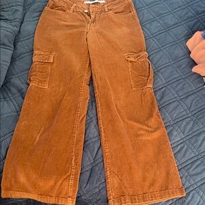 Tinseltown Burnt Copper Corduroy Cargo Pants